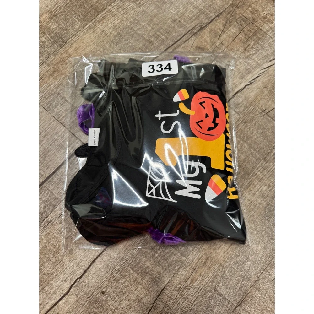 Baby Girls My 1st Halloween Costume Set 12-18M Purple Velvet Pumpkin Jumper 3pc